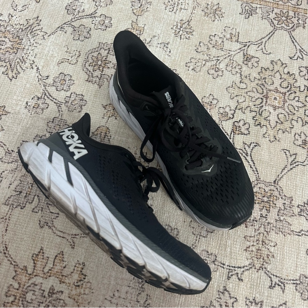 Hoka Black and White Sneakers with Signature Cushioning